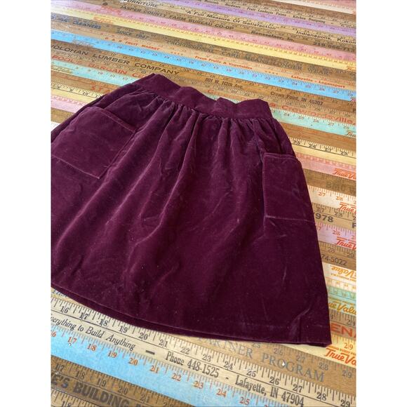 Roget Vintage 1960s Girls Red Velvet Elastic Waist Mini Skirt Size 6X USA - Picture 5 of 11